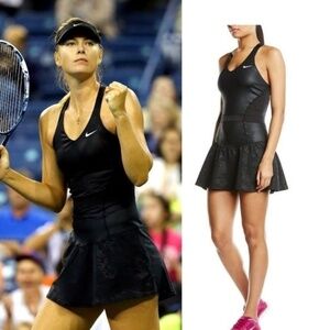 RARE Nike Black SHARAPOVA Dress Built-in Bra PICKLEBALL Tennis M